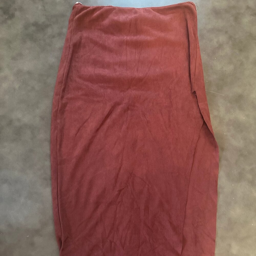 Naked Wardrobe Velvet Side Slit Skirt